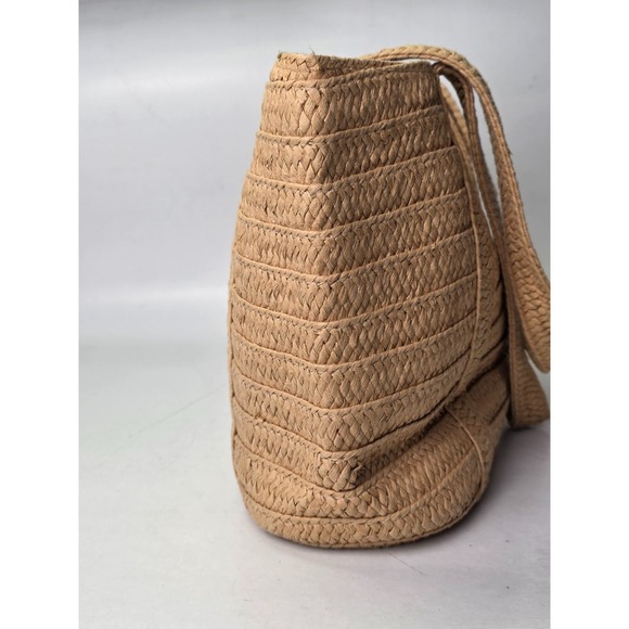 Draper James Everyday Straw Shoulder Bag Brown Tote Purse Handbag - Picture 5 of 11